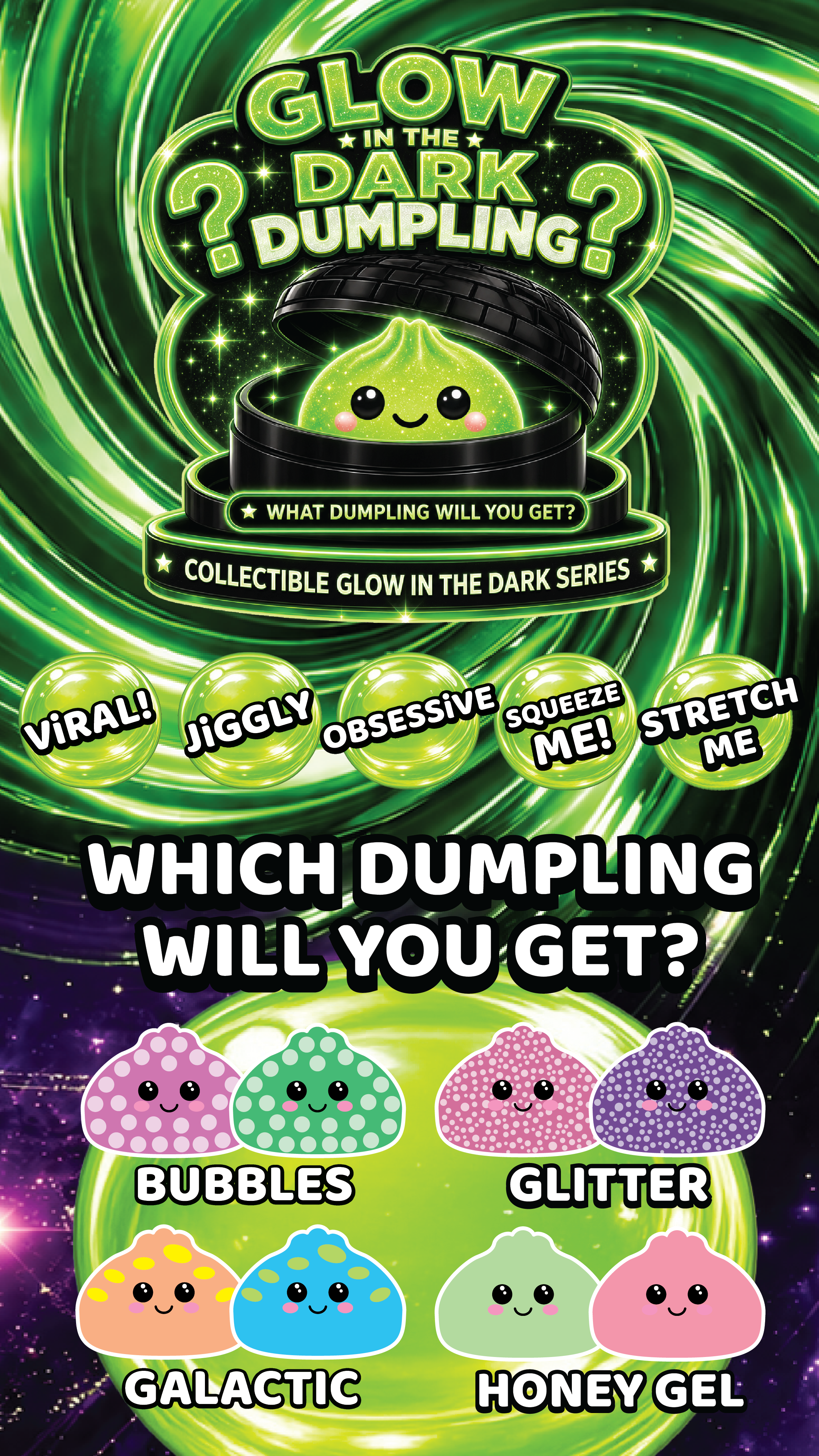 Fun Doh Glow-in-the-Dark Mystery Dumpling Squishy Toy Black
