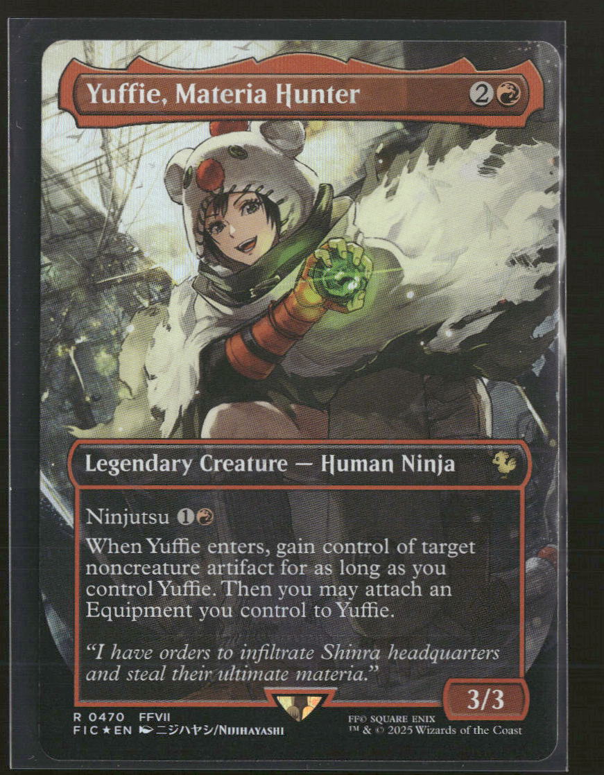 Commander: F.F (FIC) Yuffie, Materia Hunter Borderless Chocobo Track Foil #R0470