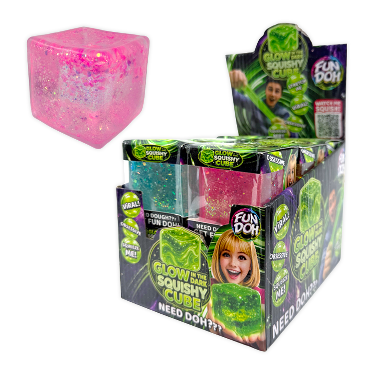 Fun Doh Glow in the Dark Squishy Sparkle Cube