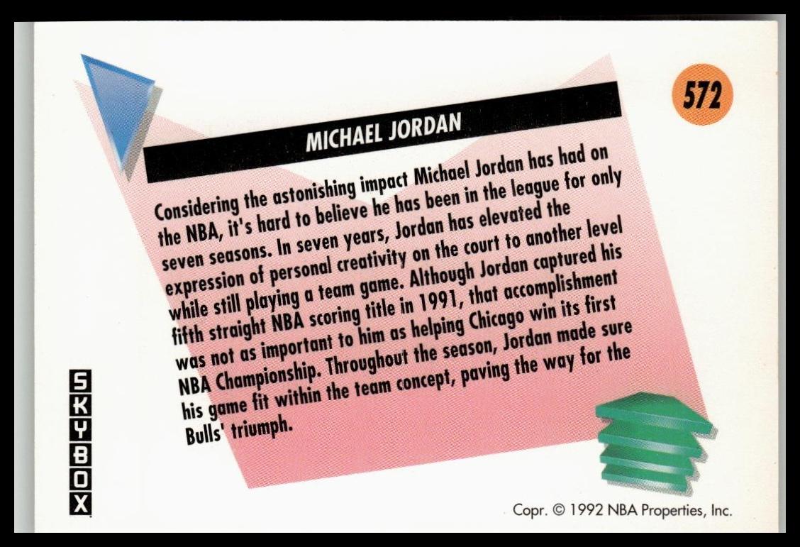 1991-92 SkyBox #572 Michael Jordan