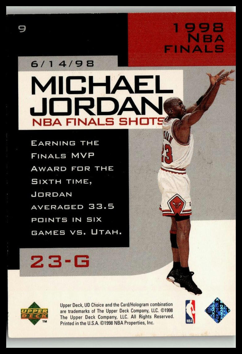 1998-99 UD Choice Preview #9 Michael Jordan Michael Jordan NBA Finals Shots