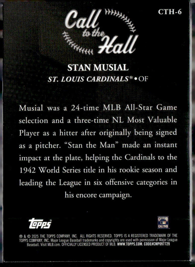 2025 Topps #CTH-6 Stan Musial Call to the Hall