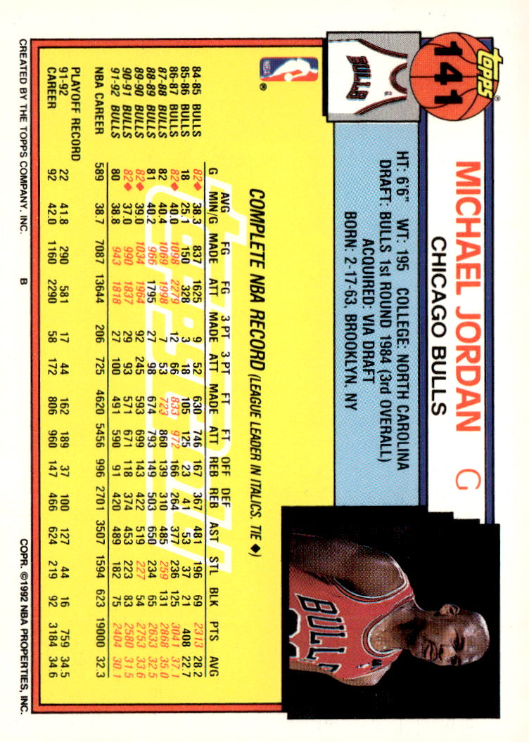 1992-93 Topps #141 Michael Jordan Gold