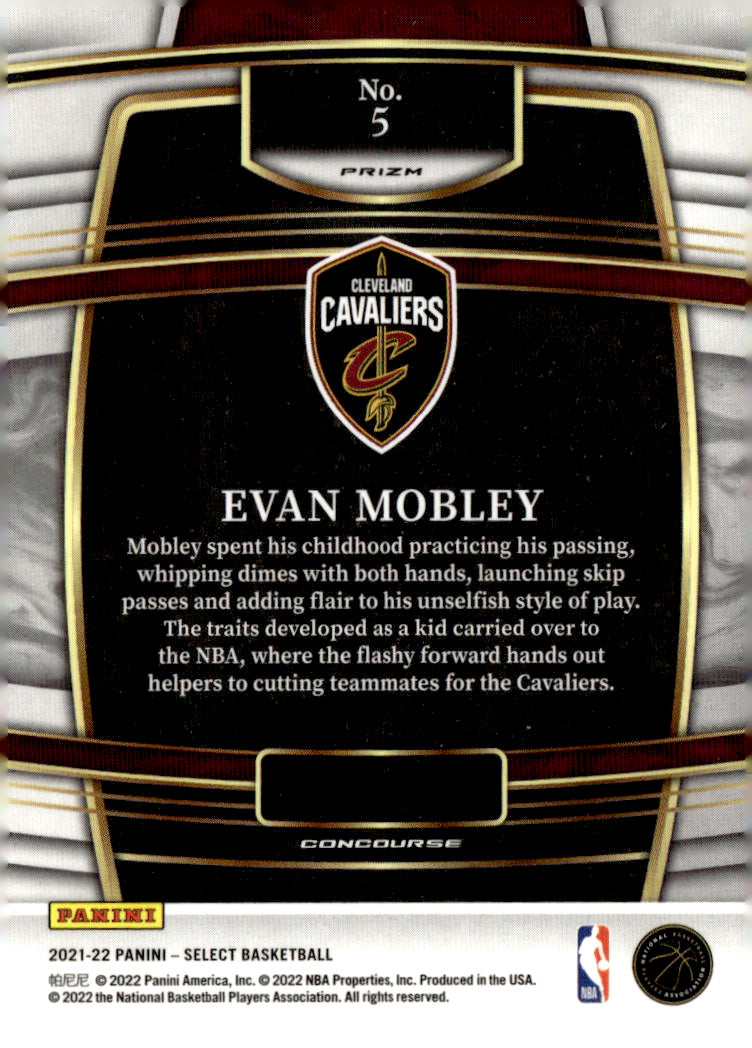 2021-22 Panini Select #5 Evan Mobley Blue Shimmer Prizms