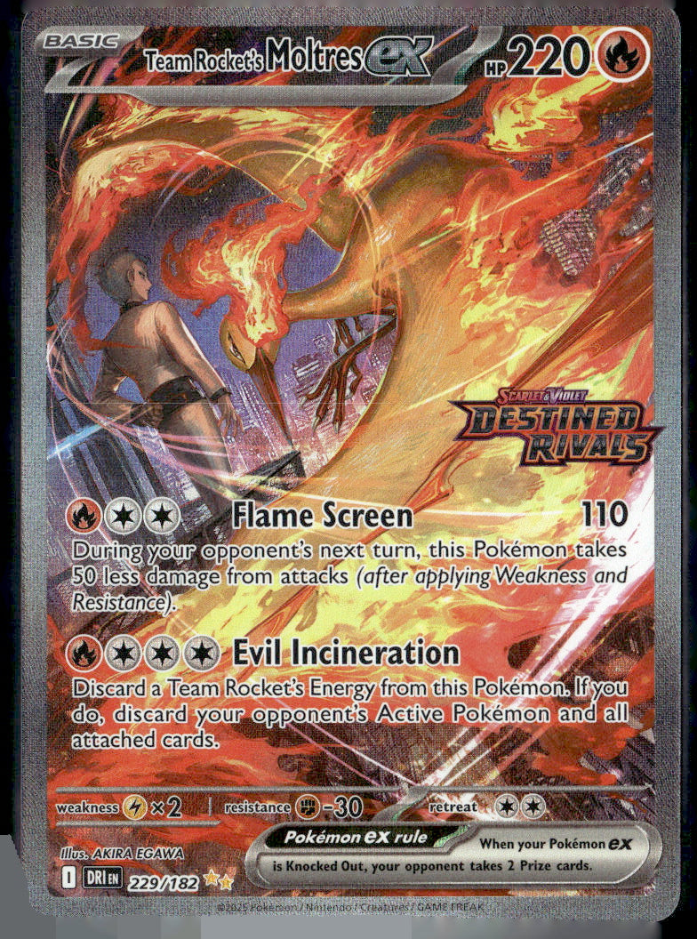 Scarlet & Violet #229/182 Team Rocket's Moltres ex Holo Near Mint or Better A31