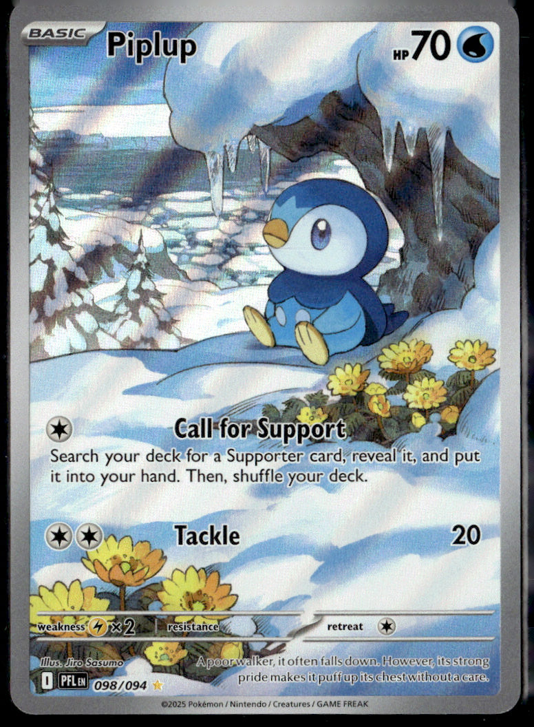 Phantasmal Flames #98 Piplup Illustration Rare, Holo Near Mint or Better A31