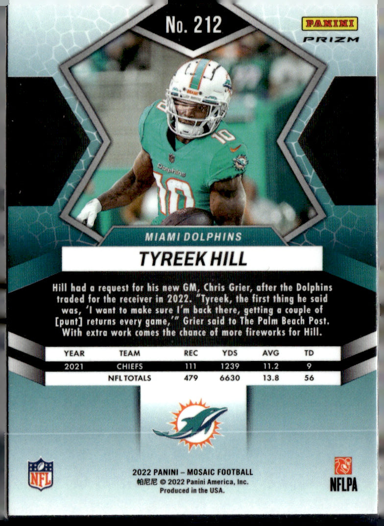 Panini 2022 Panini Mosaic #212 Tyreek Hill Near Mint or Better A1-4