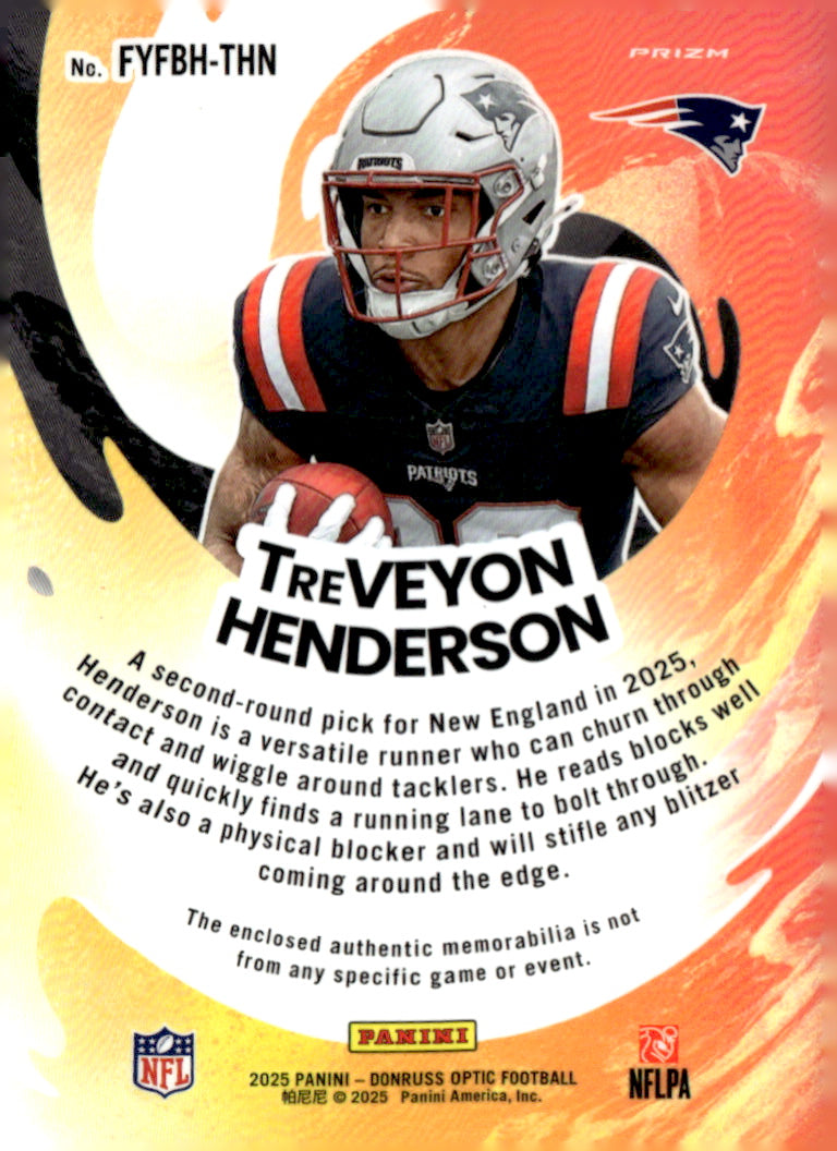 2025 Panini Donruss Optic Prizm TreVeyon Henderson Rookie Card