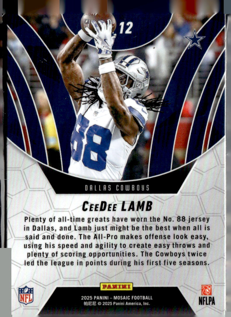 Panini 2025 Panini Mosaic #12 CeeDee Lamb Near Mint or Better A1-5