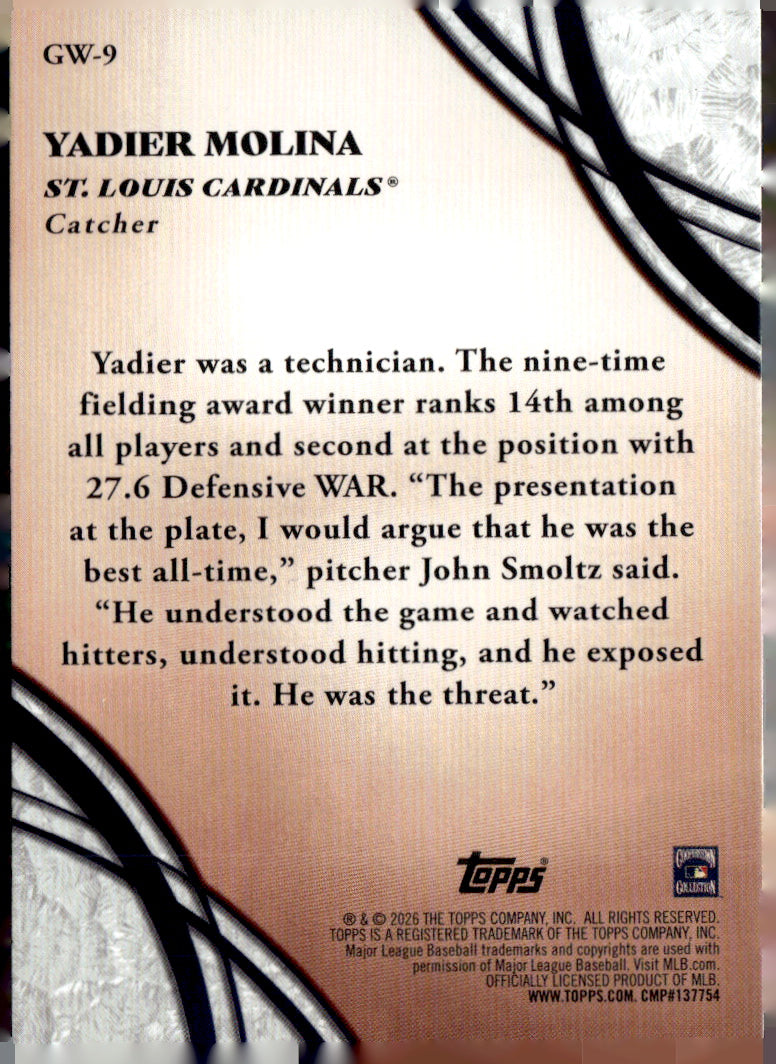 Topps 2026 Topps #GW-9 Yadier Molina Near Mint or Better A1-5