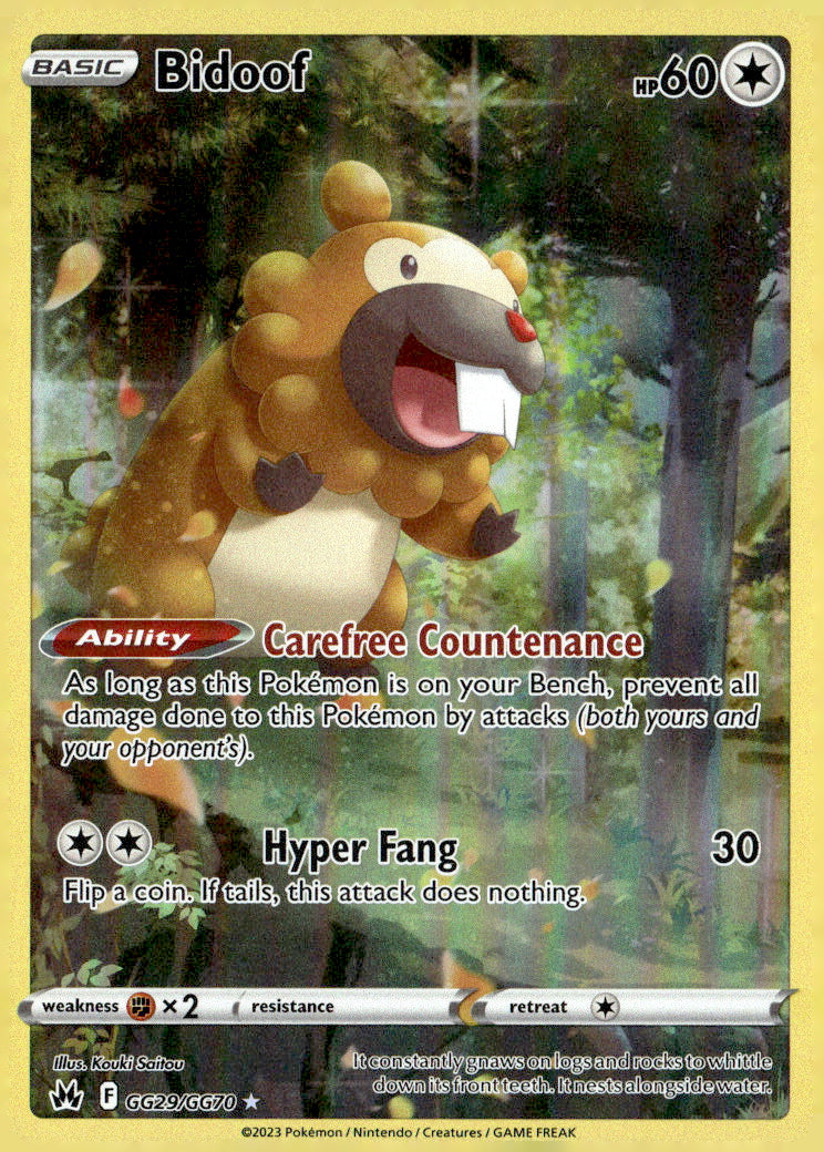 SWSH: Crown Zenith: Galarian Gallery #GG29/GG70 Bidoof NM A3-3