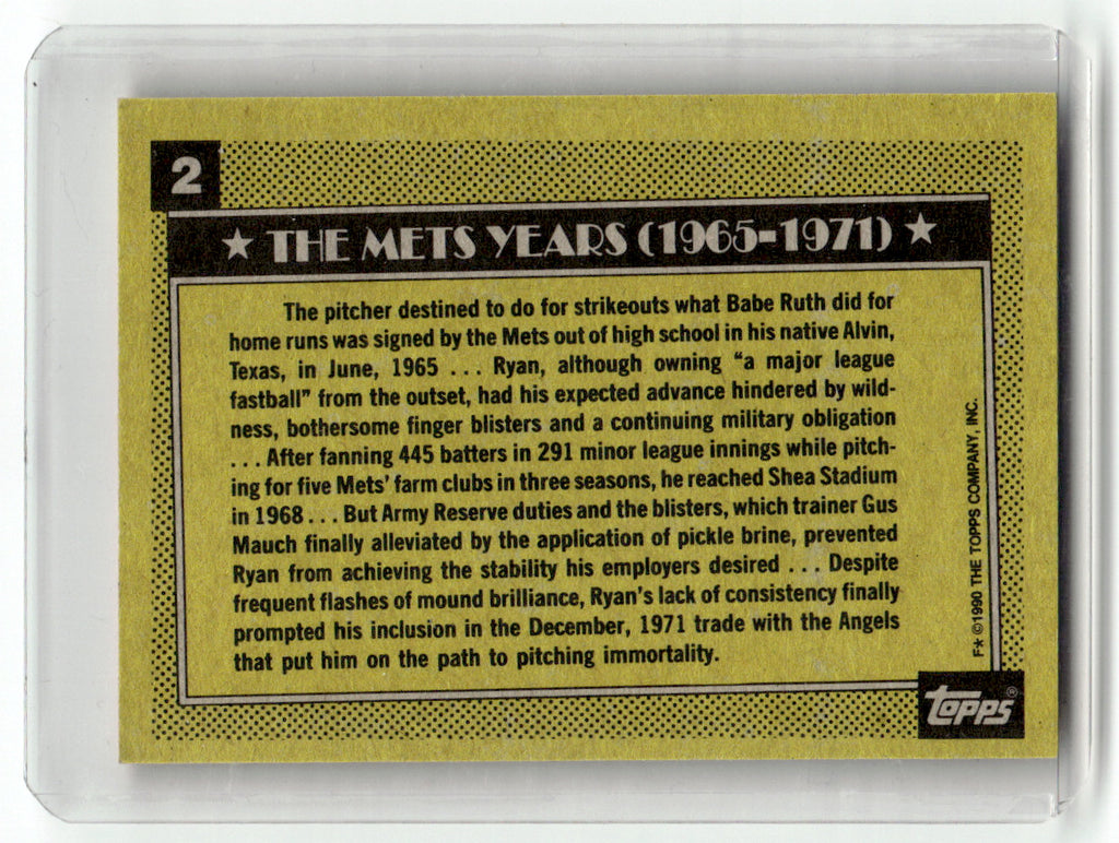 Topps #2 Nolan Ryan Mets Near Mint or Better A1-7