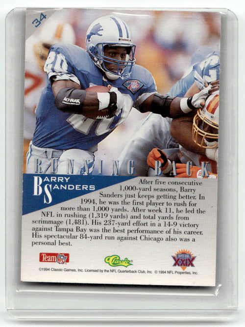 #34 Barry Sanders Lions Near Mint or Better A1-7