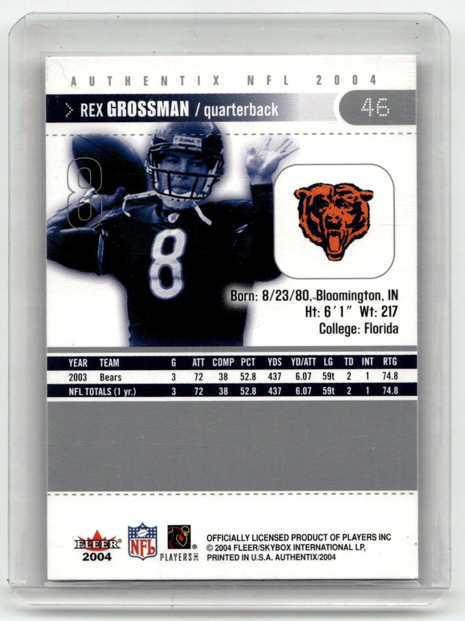 Fleer #46 Rex Grossman Bears Near Mint or Better A1-7