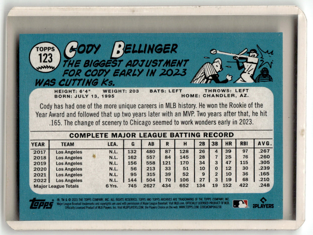Topps #123 Cody Bellinger Cubs Near Mint or Better A1-7
