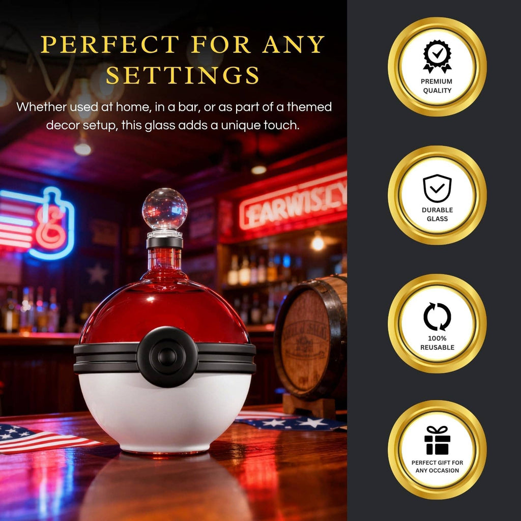Monster Trainer Capture Sphere Whiskey, Wine Decanter Red