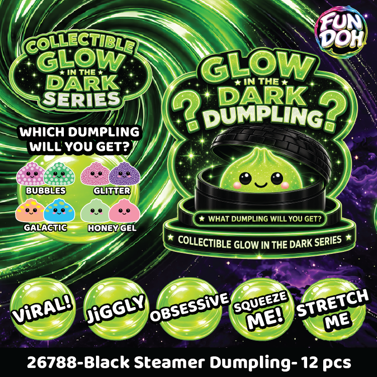 Fun Doh Glow-in-the-Dark Mystery Dumpling Squishy Toy Black